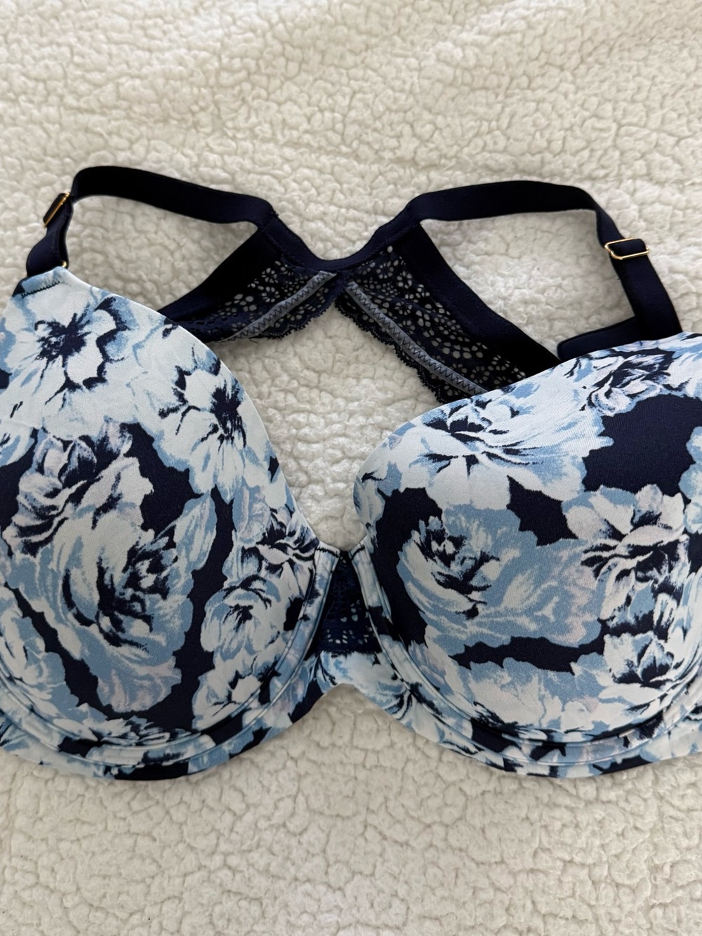 Soma Navy and Light Blue Floral T-Shirt Bra
